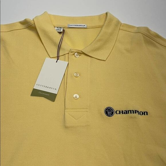 CHAMPION / CUTTER & BUCK Mens XL Yellow Polo Shirt - Picture 1 of 4